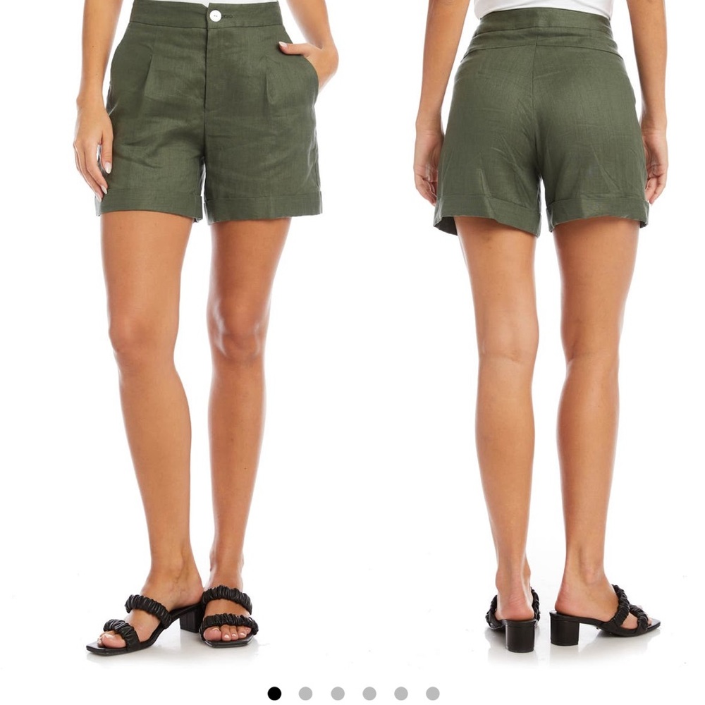 Karen Kane High Waist Cuff Linen Shorts